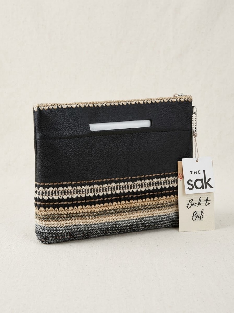 NWT The Sak "Back To Bali" Hand-Crocheted Leather Clutch / Crossbody Bag